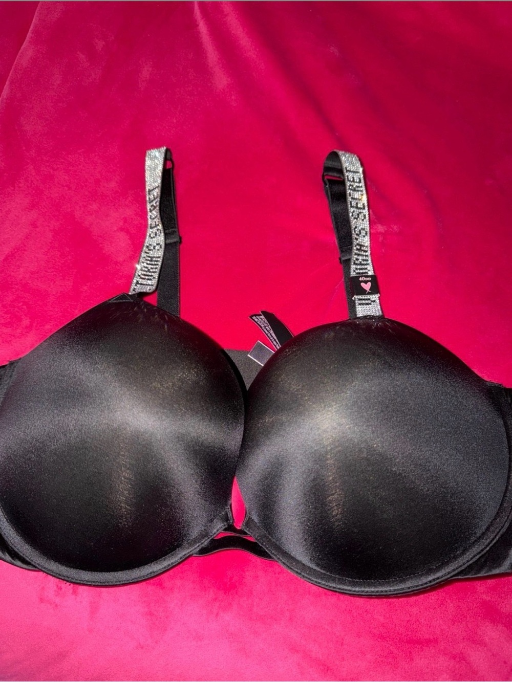 Victoria's Secret Black Satin Push-Up bling bra